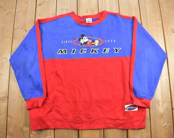 Felpa girocollo vintage anni '90 Topolino Disney / Felpa vintage / Disney vintage / Topolino / Ricamata / Color Block