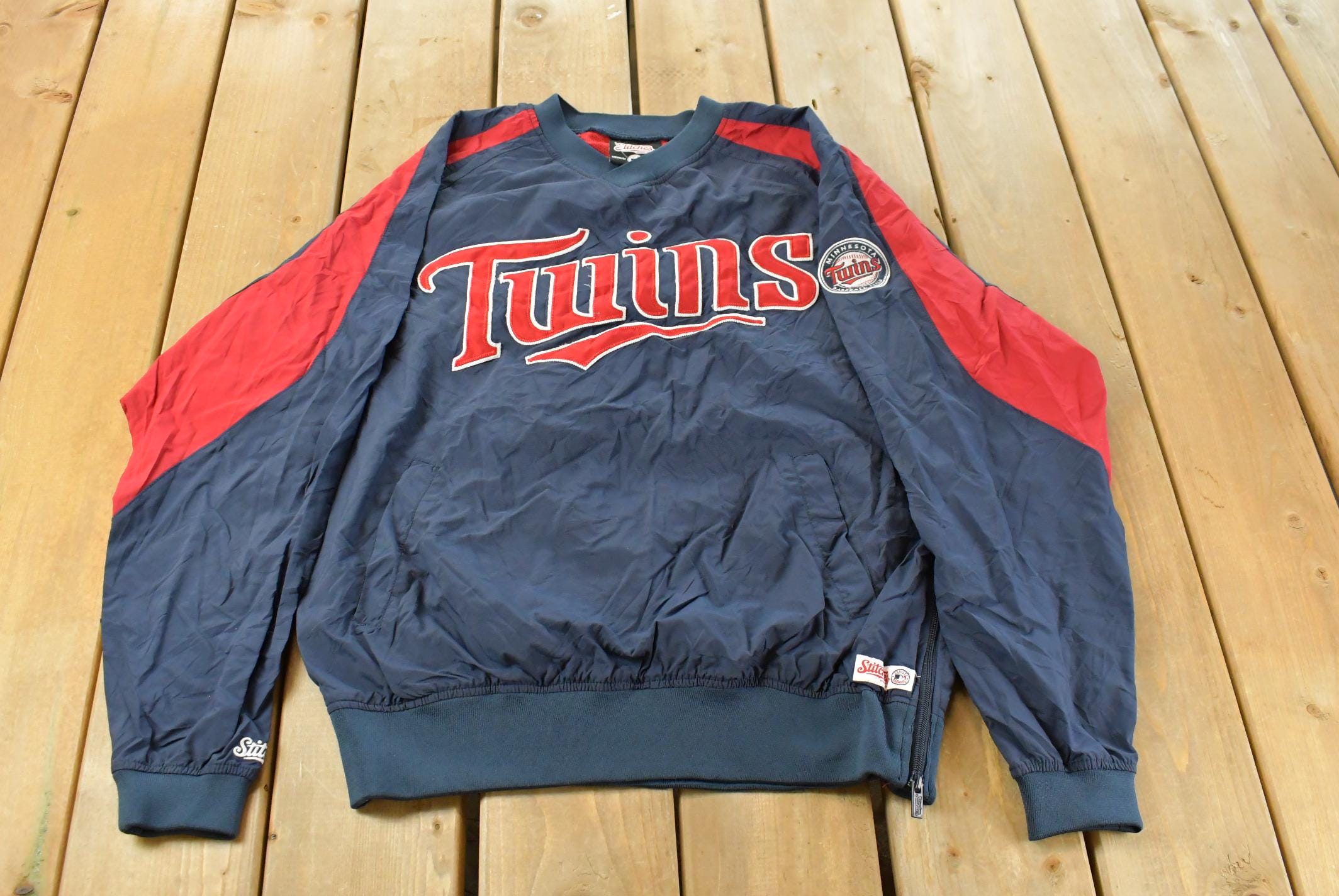 Vintage 2000s Minnesota Twins Stitches MLB Pullover Baseball Windbreaker Jacket Men's Medium