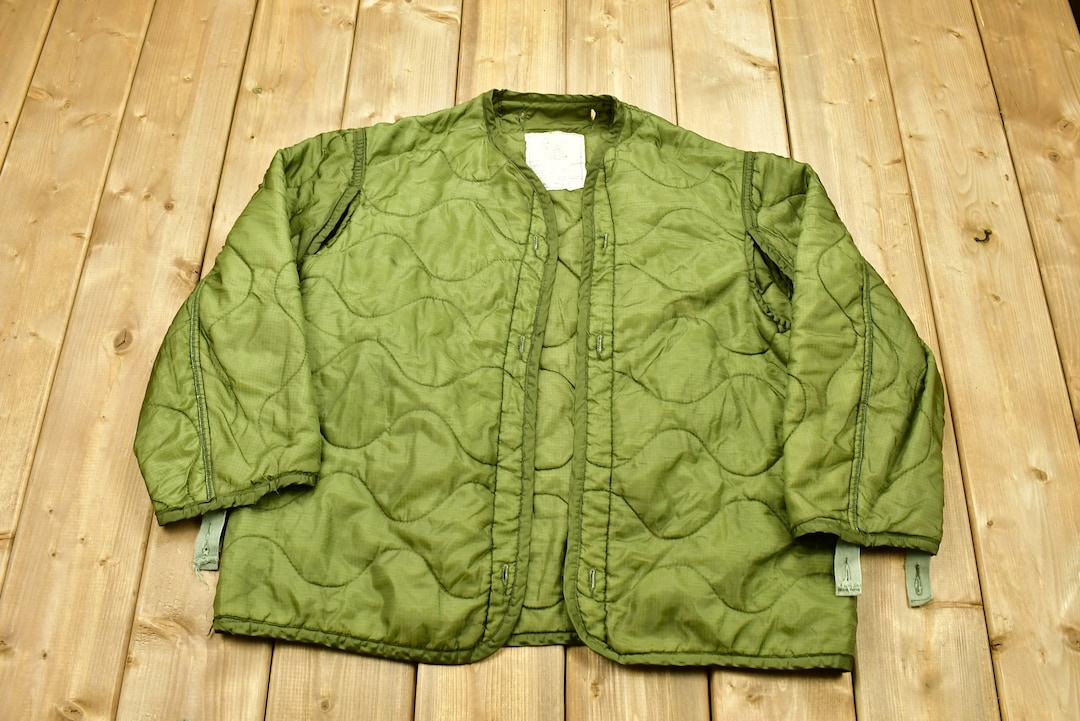 Vintage 2000 Military M65 Jacket Lining / Button up Jacket Liner / US Army Green / Vintage