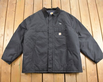 Vintage 80s 90s Y2k CARHARTT Workwear Jacket Lined Beige XS Kids M