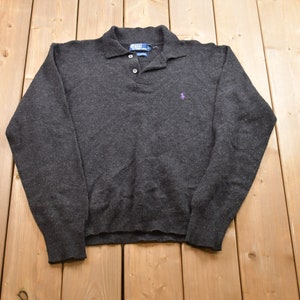 Vintage 100% Lambswool Knitted Polo Ralph Lauren Sweater / Vintage 90s Polo Sweater / Outdoor / Pullover Sweatshirt