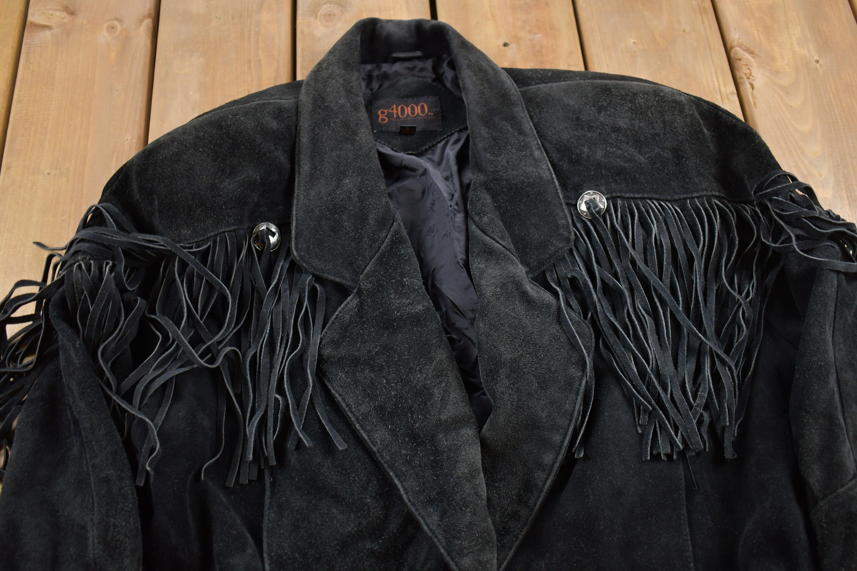 Vintage 1990s G4000 Fringe Suede Leather Jacket / Fall Vintage 1990s G4000 Fringe Suede Leather Jacket / Fall