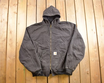 Vintage 1980s Hooded Carhartt Work Jacket / Workwear / Streetwear / Union Made In USA / 90s / 80s