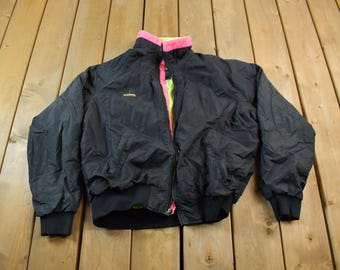 Vintage 1980s Columbia Sportswear Fleece Lined Jacket / 80s Columbia / Vintage Bubble Jacket / Winter / Streetwear / 80s Jacket / Neon
