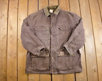 Casaco de campo Carhartt vintage dos anos 80 / Naturalmente desgastado / Anos 80 / Roupa para atividades ao ar livre / Casaco externo / Carhartt dos anos 90 / Casaco utilitário / Fabricado por sindicatos