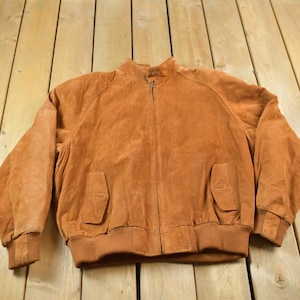 Vintage 1980s Boston Traders Suede Leather Bomber Jacket / Zip Up / Streetwear / Fall Jacket / Brown Suede / Streetwear