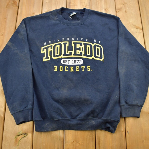 Vintage 1990s University Of Toledo Rockets Collegiate Crewneck / NCAA Sweatshirt / Sportswear / Americana / Size Small