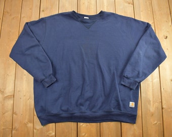 Vintage 1990s Carhartt Navy Blank Crewneck Sweatshirt / 90s Crewneck / Workwear / Athleisure / Streetwear / 90s Carhartt Sweatshirt