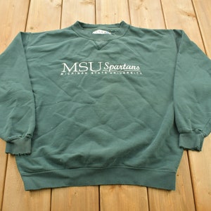 Vintage 1990s Michigan State University Spartans Collegiate Crewneck / Embroidered / NCAA Sweatshirt / Sportswear / Heavy Weight