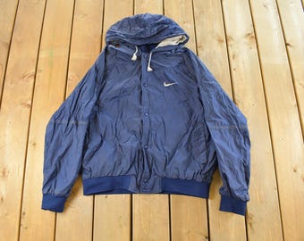 Vintage 1990-tals Nike Mini Swoosh vindjacka med huva, herrstorlek L / Broderad / Streetwear / Nike Athletics