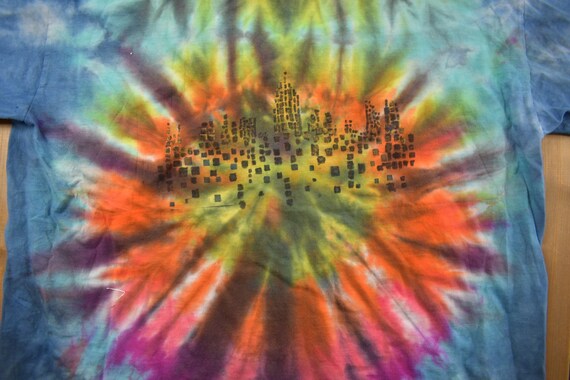 Vintage 1990s Abstract Flower Tie Dye Graphic T S… - image 5