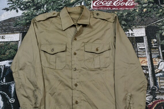 Vintage Khaki Uniform Button up Shirt 