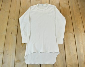 Vintage 1970s Hanes Long Sleeve Thermal Undershirt Made in  / True Vintage / White Thermal / Undershirt