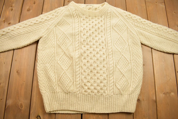 Vintage 1980s Cable Knitted Crewneck Sweater / Vi… - image 3