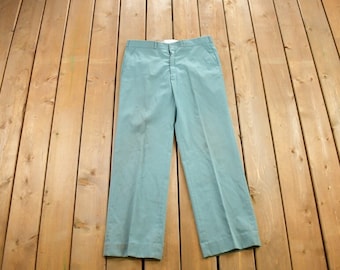 Vintage 1980s Wool Green Trousers Size 34x29/ 1980s Wool Pants / Streetwear / True Vintage / Vintage Workwear / Wool Pants