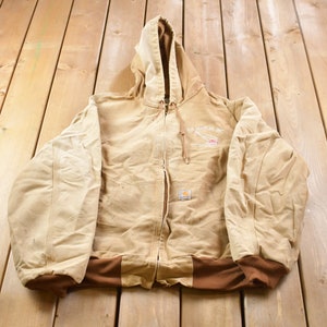 Vintage 1990s Naturally Distressed Entenjacke mit Stickerei / Workwear / Carhartt Kapuzenjacke / Streetwear / Vintage Carhartt / Made In USA