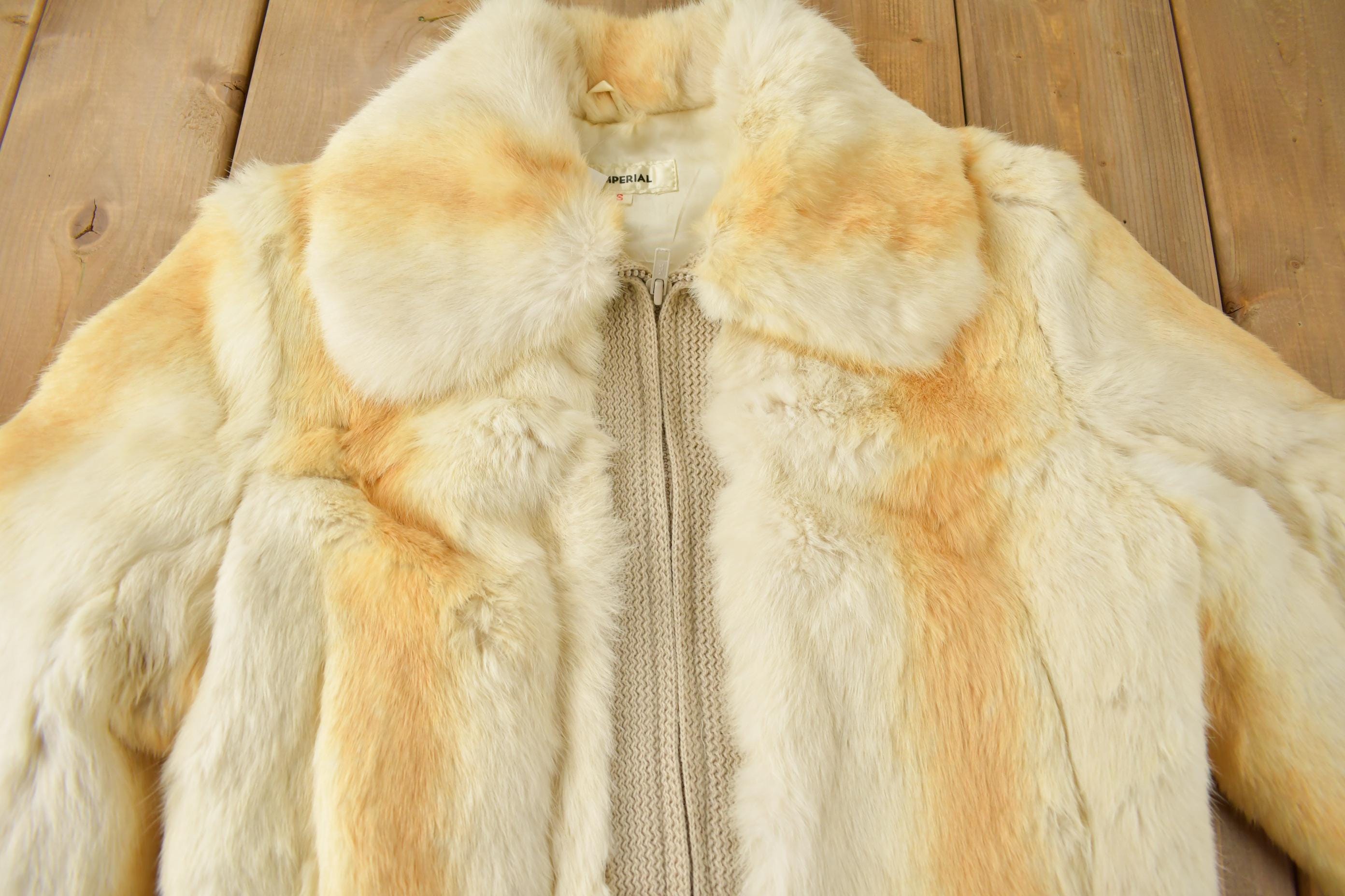Vintage 1980s Imperial Rabbit Fur Coat Size Small / Vintage Fur
