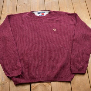 Vintage 1990s Tommy Hilfiger Knitted Crewneck Sweater / Vintage 90s Crewneck / Embroidered/ Colorful / Sweatshirt / Vintage Tommy Hilfiger