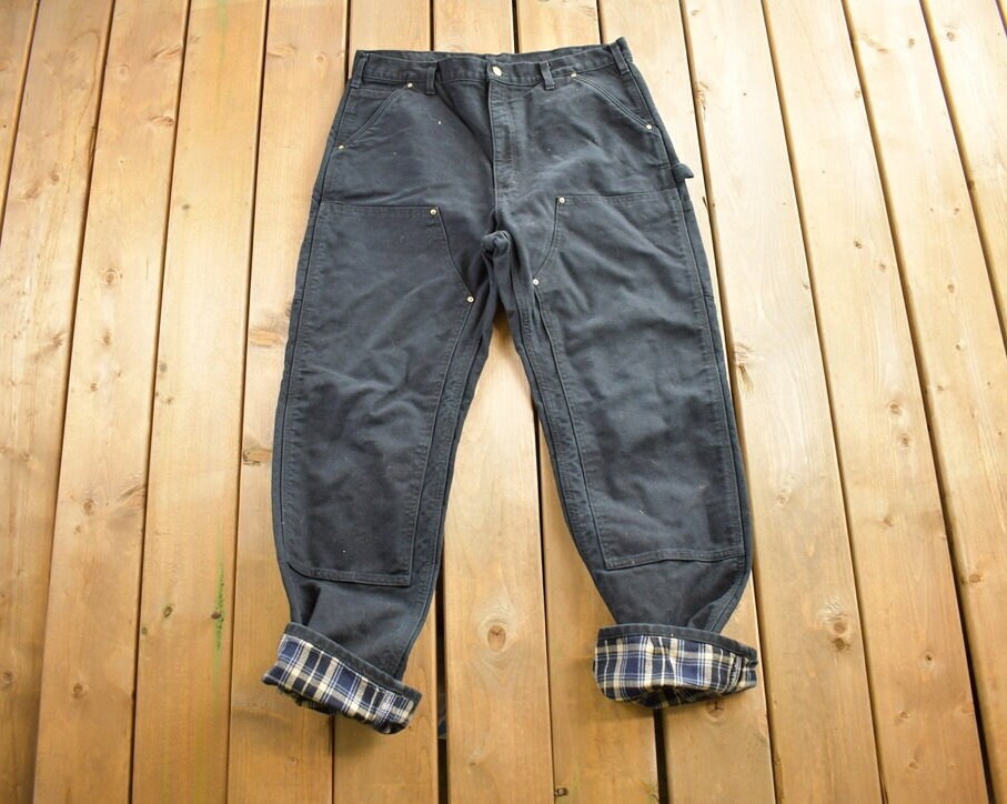 Vintage 1990s Carhartt Double Knee Blanket Lined Black Work