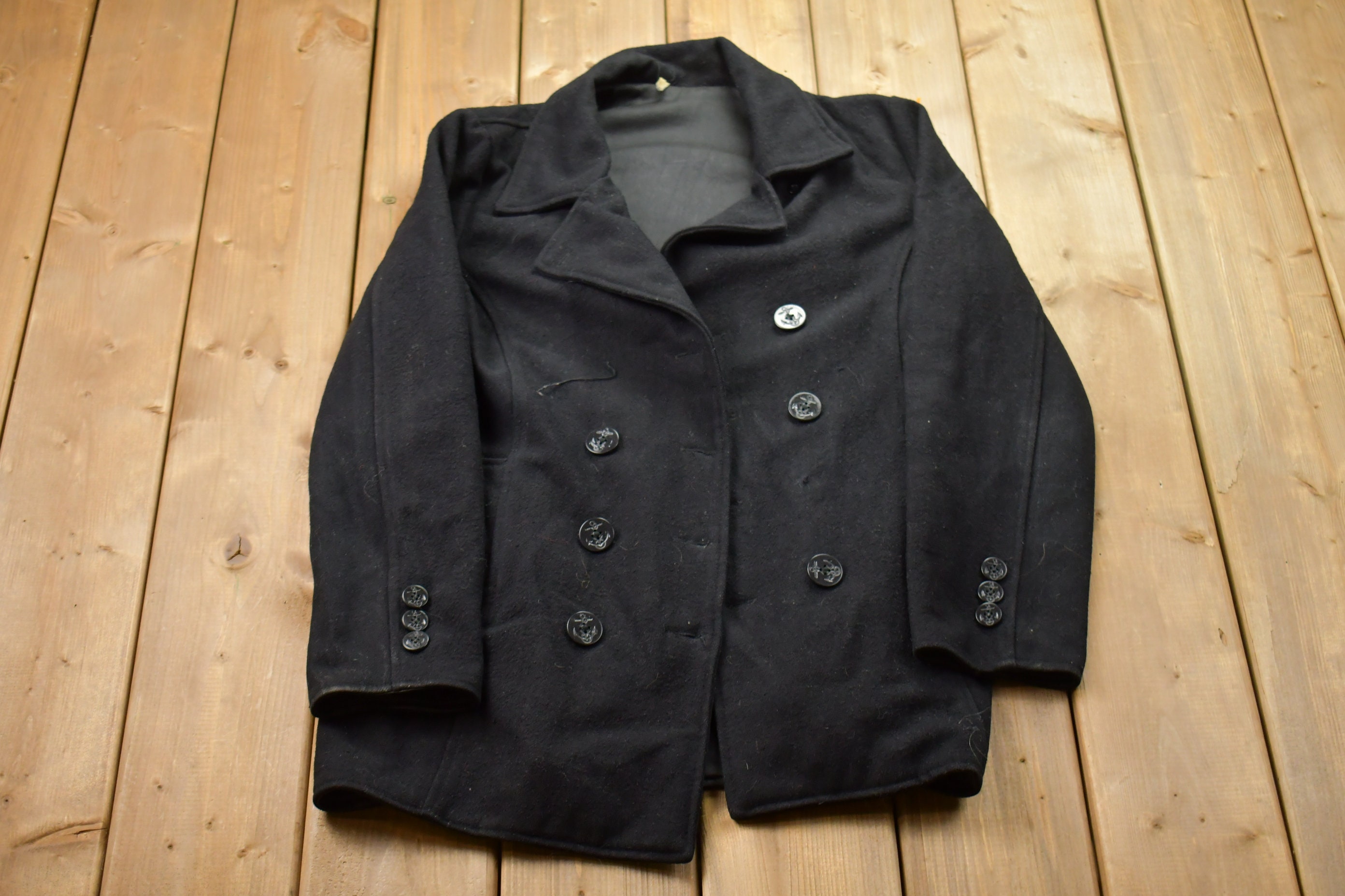 ジャケット・アウター STONE  90s WOOL PEA COAT Vintage 1990s 100% Wool Pea Coat Jacket / Wool Jacket
