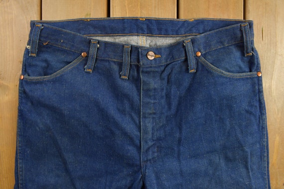 Vintage 1970s Wrangler Dark Wash Denim Jeans 36 x… - image 3