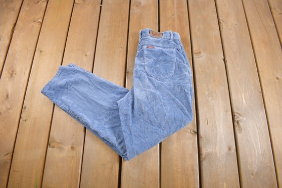 Vintage 1970s Lee Blue Corduroy Trousers Size 26 … - image 1