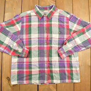 Vintage 1990s Cabin Creek Plaid Button Up Flannel / Plaid Pattern / 1990s Button Up / Casual Wear / Country Style / Colourful