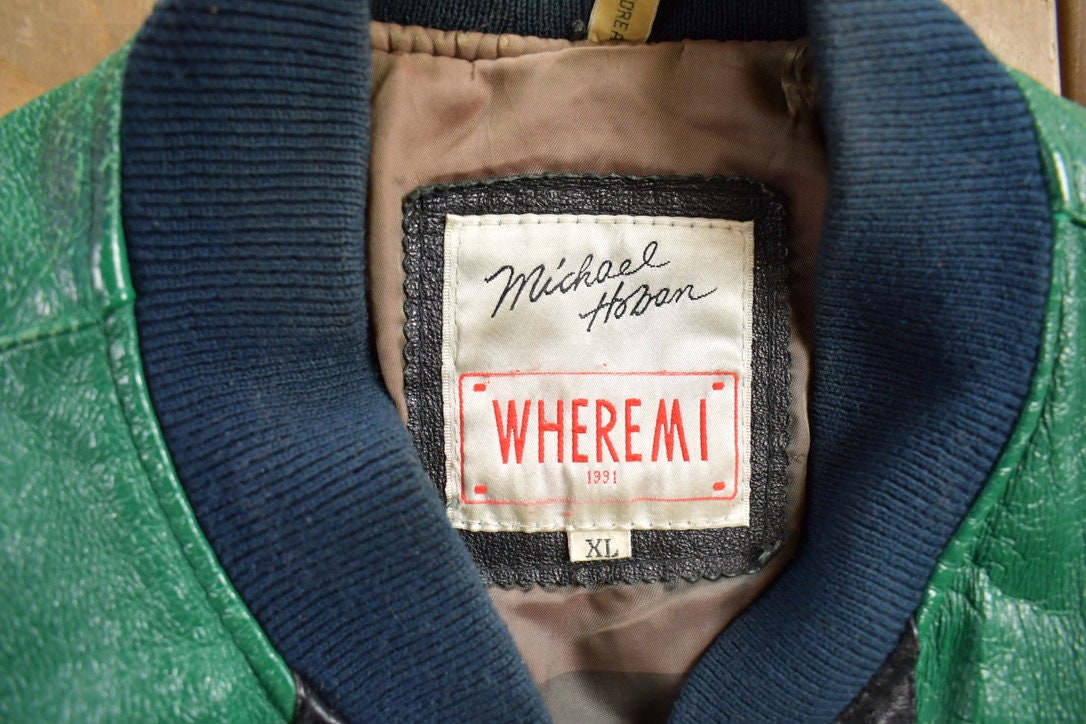Vintage 1990s Michael Hoban Whermi Africa Themed Leather Jacket