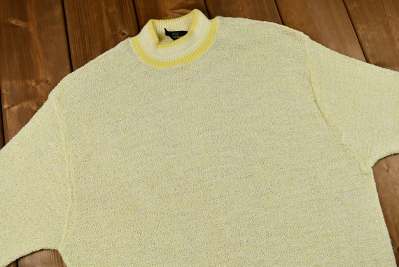 Vintage 1990s Pale Yellow Terry-Cloth T-shirt / A… - image 2