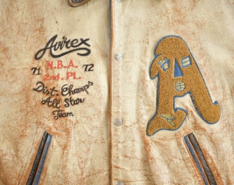 Vintage 1990s Avirex USA Genuine Leather Varsity Jacket