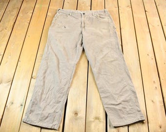 Pantalones de trabajo Carhartt color beige claro, estilo vintage de los años 2000, talla 38 x 31 / Pantalones de carpintero de los años 2000 / Carhartt vintage / Carhartt relajado / Ropa de trabajo vintage