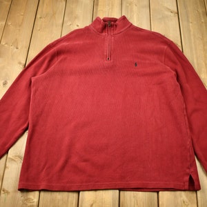 Vintage 1990s Polo Ralph Lauren Quarter Zip Sweatshirt / Vintage Polo / Small Pony / Athleisure / Streetwear / Made In USA