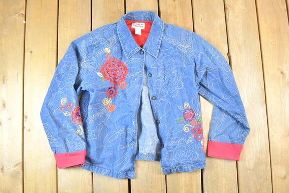 Vintage 1990s Tantrums Embroidered Floral Print 100% Cotton Lined
