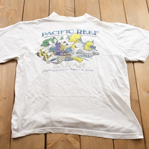 Vintage 1990s Pacific Reef Saipan Snorkeling Excursions Fish Theme Souvenir T Shirt / Streetwear / Vacation Tee / Travel T Shirt
