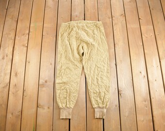 Vintage 1990s Cream Insulated Snow Pants Size L / Winter Gear / American Vintage / Streetwear / Vintage Pants / Vintage Sweat Pants