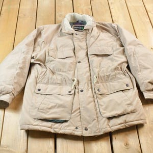 Vintage 1990s Fieldmaster Beige Winter Jacket / Vintage Ski Jacket / Insulated / Streetwear / Utility Parka / Beige Coat