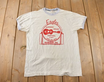 Vintage 1979 Eagle Summer Music Munderf PA Graphic Ringer T Shirt Made In USA