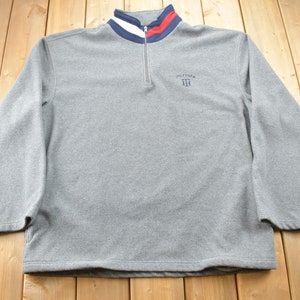 Vintage 1990s Tommy Hilfiger Flag Collar Quarter Zip Fleece Sweater / Vintage Tommy / 90s Sweater / Streetwear / Athleisure / Hilfiger