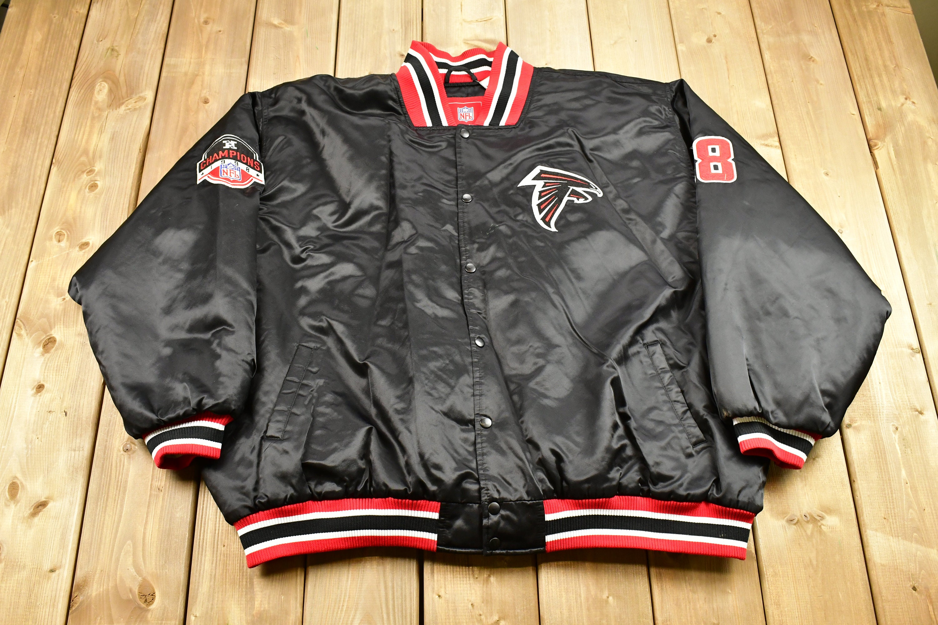 Vintage 1998 Atlanta Falcons NFL Champions Satin Bomber Jacket