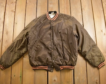 Vintage 1980s Shepard Astros Birdie Satin Bomber Jacket / Athleisure / Streetwear / Athletic Sportswear / Made In USA / 80s Bomber