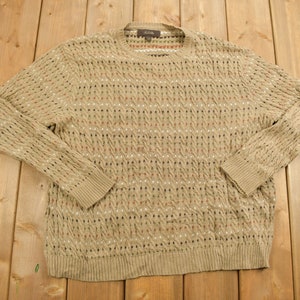 Vintage 1990s Tasso Ella Patterned Knitted Sweater / Vintage 90s Crewneck / Pattern Sweater / Outdoorsman / Pullover Sweatshirt