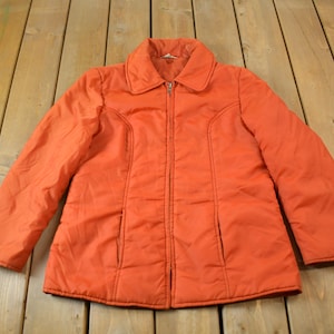 Vintage 1970s Orange Windbreaker Puffer Jacket