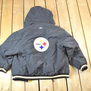 Vintage 1990s Reebok Pittsburgh Steelers Hooded Full Zip NFL Football Jacket