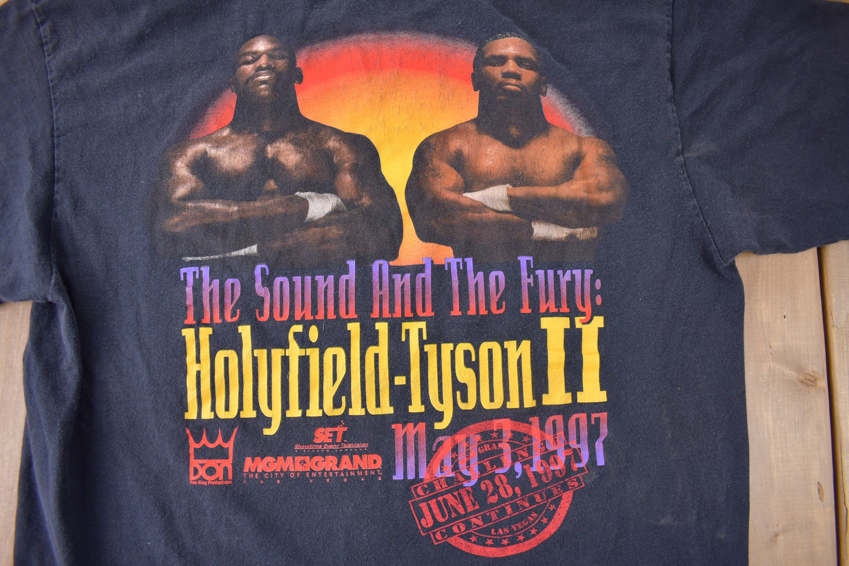 Vintage 1997 Holyfield Vs Tyson 2 MGM Grand Single Stitch Boxing
