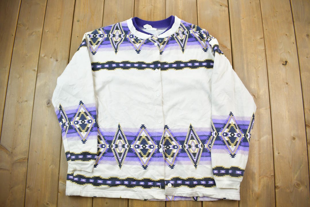 Vintage Pattern Button up Shirt / Loop Button / Outdoor / Casual Wear ...