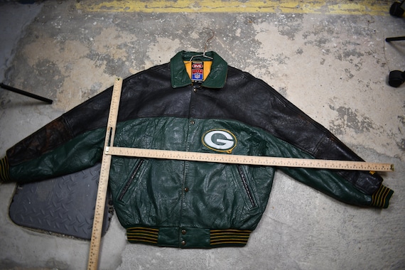 Vintage 1990s Green Bay Packers NFL Leather Letterman Jacket