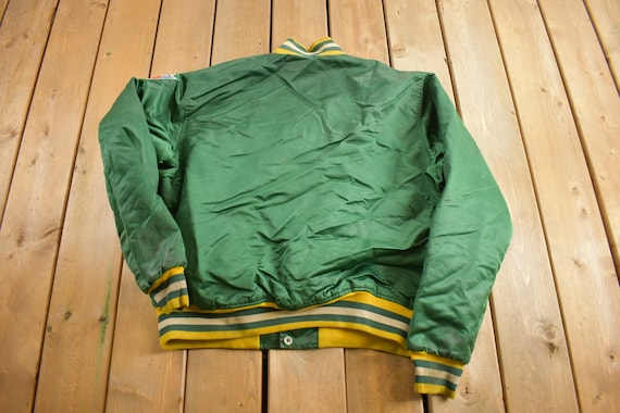 Vintage 1980s Green Bay Packers NFL Satin Starter Jacket / Snap