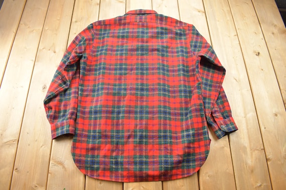 Vintage 1970s Country Traditionals Pendleton Plaid Button Up Board Shirt / 100% Virgin Wool / Outdoor / Made In USA / Flannel View 2