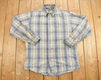 Vintage 1990s OshKosh Plaid Button Up Shirt / 1990s Button Up / Vintage Flannel / Basic Button Up / Casual / Workwear