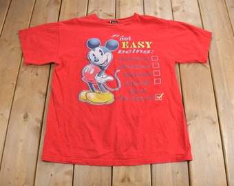 Vintage 1990s Mickey Unlimited Mickey Mouse Cartoon T-Shirt / 90s Disney Tee / Red t Shirt